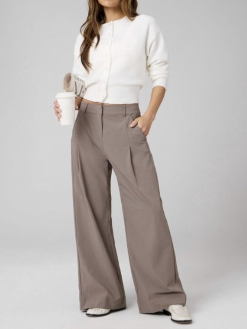 Fabletics Everyday Wide Leg Mid-Rise Trouser Size L
